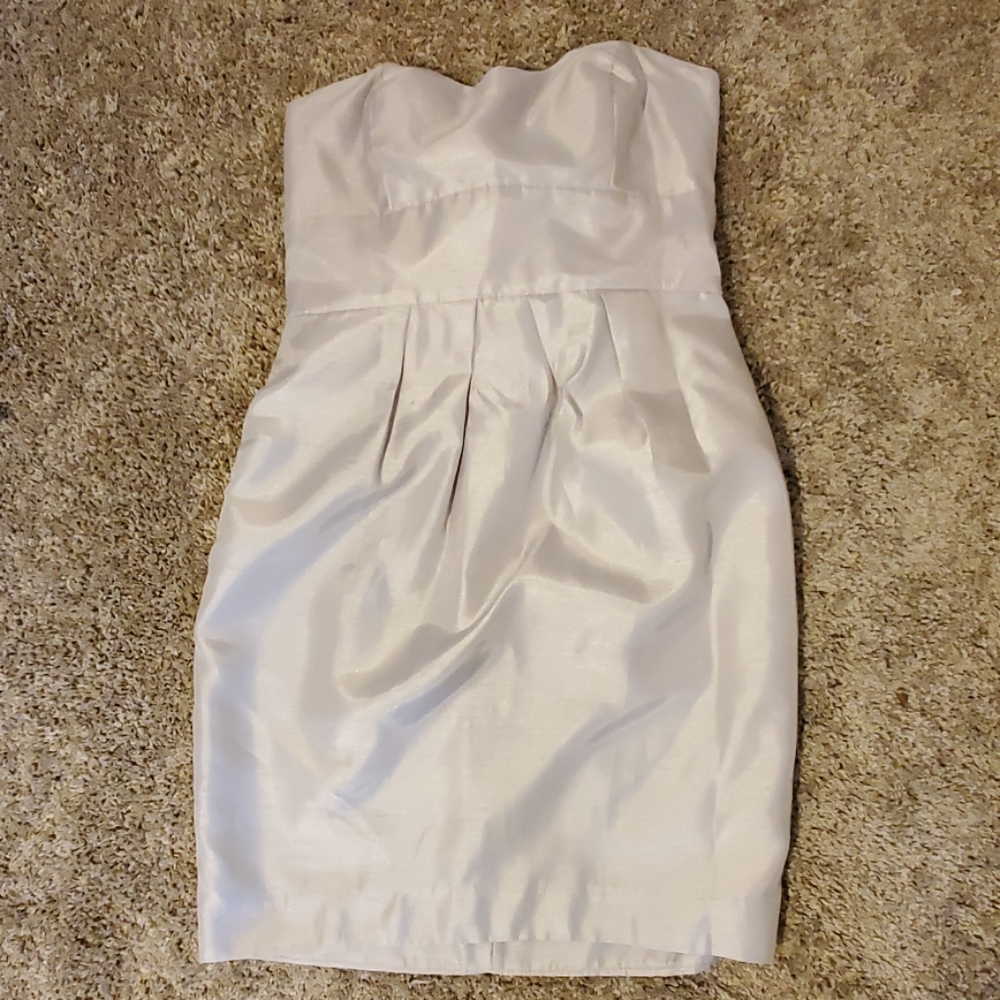 Silver strapless dress